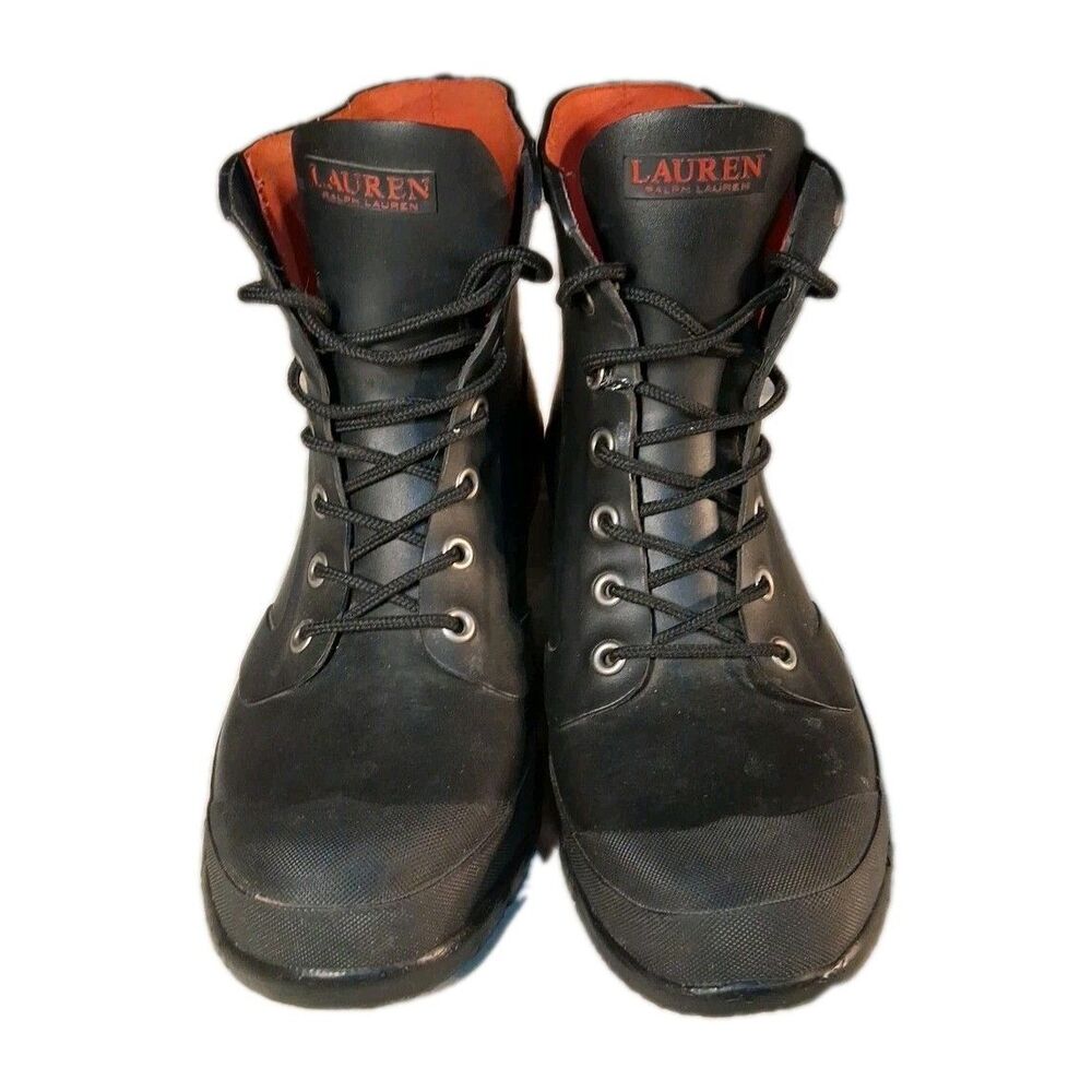 Lauren by Ralph Lauren Mikenna-Bo-Rai Rubber Boots Black Size 11.5 Men